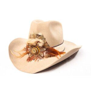 Vintage Men’s Custom Western KC BEE HATS Feather Band Remington Peters Shell